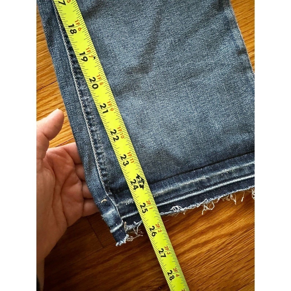 Rag & Bone Jeans Sz 27x 25” Inseam Frayed Hem Cropped High Rise Distressed Dark  - Picture 11 of 12